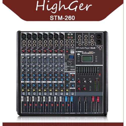 HighGer 8Channel Mixing Console Mixer Audio Interface Mixer Migital Bluetooth USB Charging Audio Professional Console Dj Studio