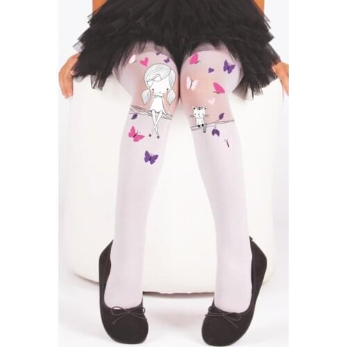 Female Child White Pattern Banana Pantyhose Socks Comfort Daily To Escape durable Lycra Singlet Hooded pantyhose