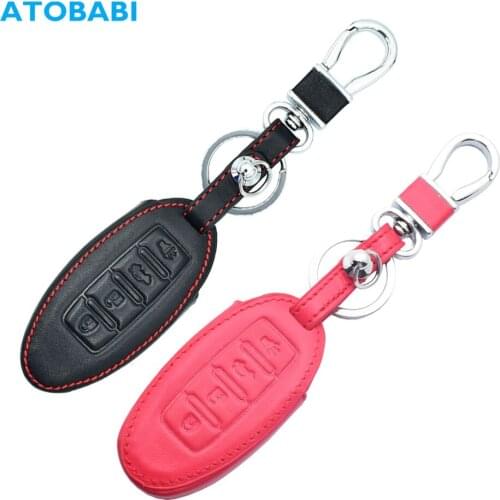 Leather Car Key Cover For Nissan 350Z GT-R Sentra Armada Altima Maxima Pathfinder For Infiniti 4 Buttons Smart Remote Fobs Case