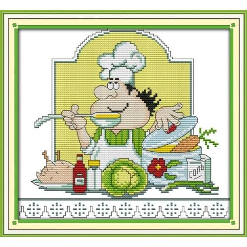 Humor chef (2) cross stitch kit 14ct 11ct count print canvas stitches embroidery DIY handmade needlework plus
