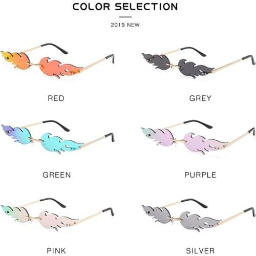 2020 New Unisex Fire Sunglasses Rimless Wave Sun Glasses UV 400 Eyewear Luxury Trending Narrow Sunglasses Car Motor Accessories