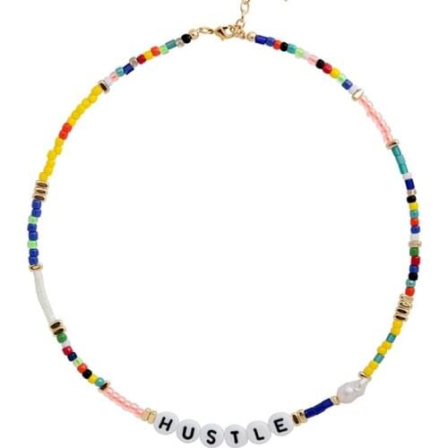 Bohemian Colorful Beads Necklace Fashionable Customizable Name Personalized Jewelry For New Year Gifts For Women Letter Choker