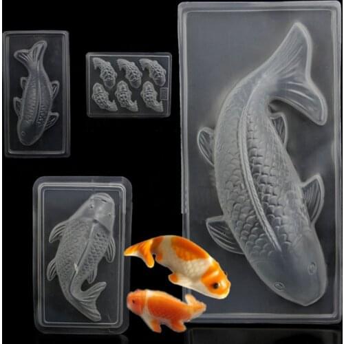 3D Plastic Koi Cake Fish Chocolate Mould Jelly Handmade Sugarcraft Mold DIY Hot aking Tools Handmade Soap Mold Fish Fork Tail