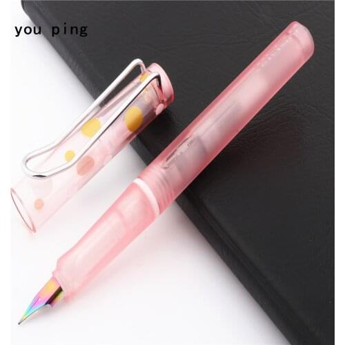 High quality 411 Transparent pink Office Fountain Pen student School Stationery Supplies ink pen