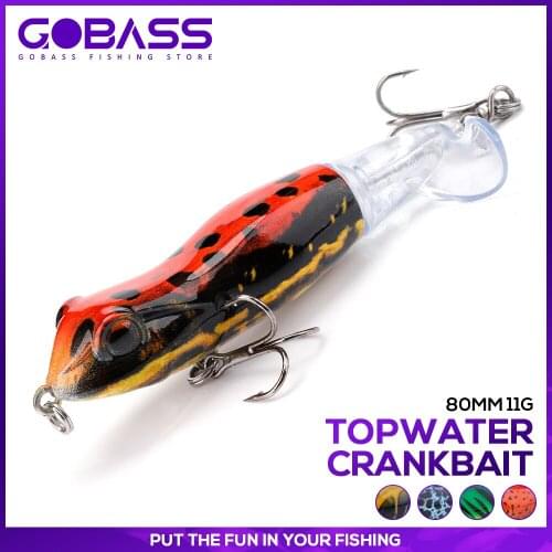 GOBASS Frog For Lures Fishing New 2021 Rattlins For Fishing Accessories Sea Popper Wobblers For Pike 80mm 11g Topwater Crankbait