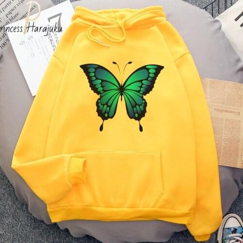Harajuku Hooded Sweats Long Sleeve Autumn Warm Hoodie Clothing Teens Girls Kawaii Butterfly Oversized Hoodies Women Sweatshirts