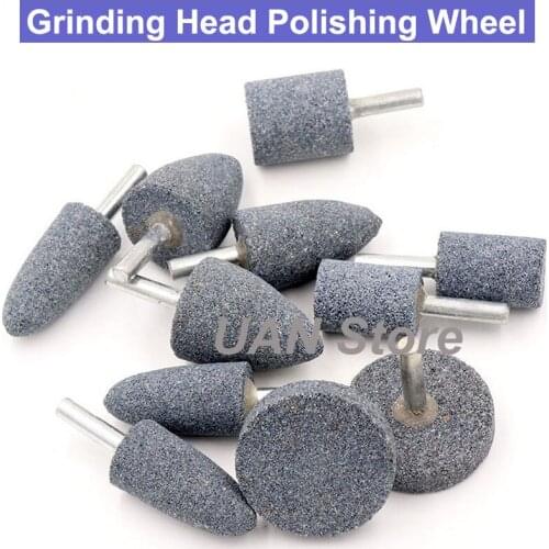 URANN 5pcs 6mm Shank Diameter 16-40mm Flint Aberdeen Chrome Corundum Grinding Head Ceramic Polishing Wheel Cone/Cylinder/T Shape