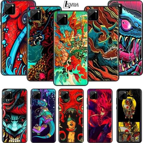 Japanese Style Monster Art For OPPO Realme C1 C2 C3 C11 C12 C15 C17 C21 X2 X3 X7 XT X50 V3 V5 V15 Pro Matte Black Phone Case