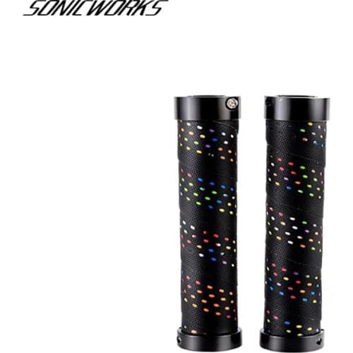 Bike Grips PU EVA Aluminum Alloy Anti-slip Shock Absorber Wave Point Bilateral Locking Handle Mountain Road Riding Grips