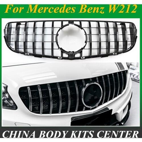 W212 GT R Grille For E-Class W212 2013-2015 MESH Grill Emblems Mesh Radiator Front Bumper Grills