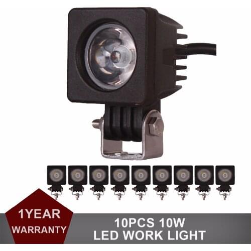 10pcs 10W LED Work Light Offroad Car Auto Truck ATV Motorcycle Trailer Bicycle 4WD AWD 4x4 Boat Marker Signal Warning Fog Lamp