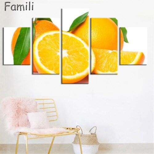 5Panels Modern Cartoon fruit strawberry ice cream Canvas Painting Wall Art Picture For restaurant Home Decor no framed