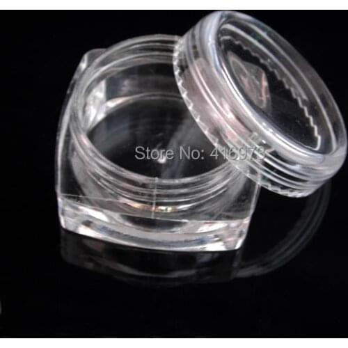 500pcs/lot 5ml diamond square plastic jar clear black color 5g cream jar for sample sack eyeshadow jar empty nail powder jar