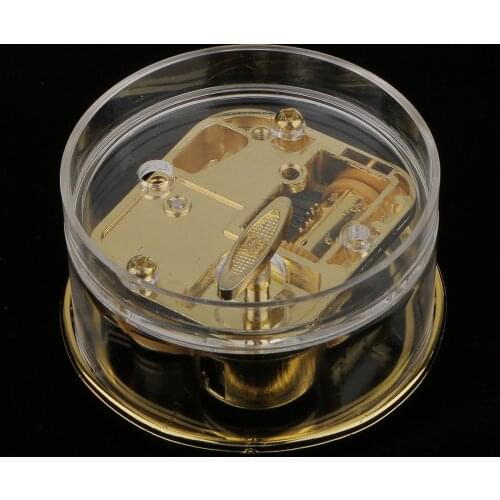 Acrylic Round Shaped Transparent Wind-up Clockwork Music Box Toy Gift for Kids&Children-Gold