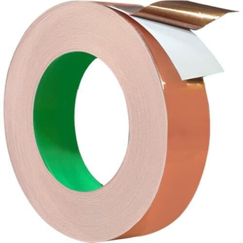 20/50m Anti-static Single/Double-Sided Conductive Copper Foil Tape 10mm 15mm 20mm Adhesive EMI Shielding Heat Resist Repair Tape