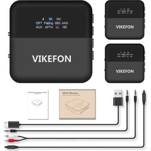 Bluetooth 5.0 Transmitter Receiver Wireless Audio aptX HD Low Latency 3.5mm Jack/Spdif Adapter Receptor for TV Headphones Car PC