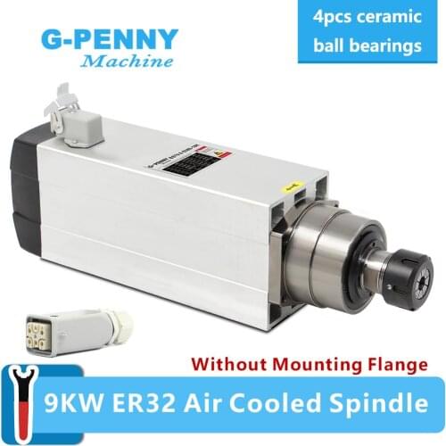 New Arrival! 220v 380v 9KW CNC Spindle Motor Air Cooled 4poles ER32 600Hz 18000rpm 4pcs Bearings wood working Air Cooling High A
