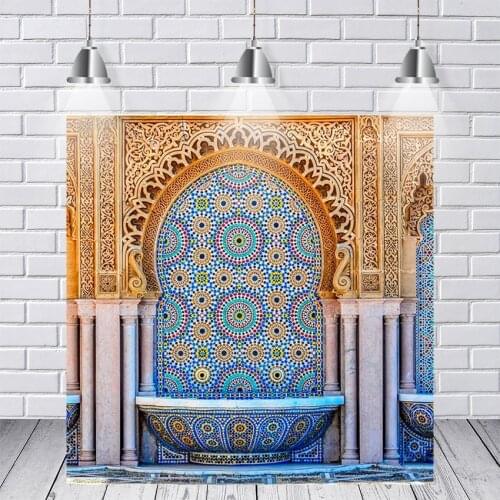 Beautiful Floral Pattern Photography Backdrops Morocco Decorative Fountains Mosaic Tiles Rabat Custom Photo Studio Background