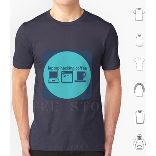 Laptop Hacking Coffee T Shirt Diy Big Size 100% Cotton Hacker Hacker Cyber Geek Nerd Discord Coffee Computer Tech