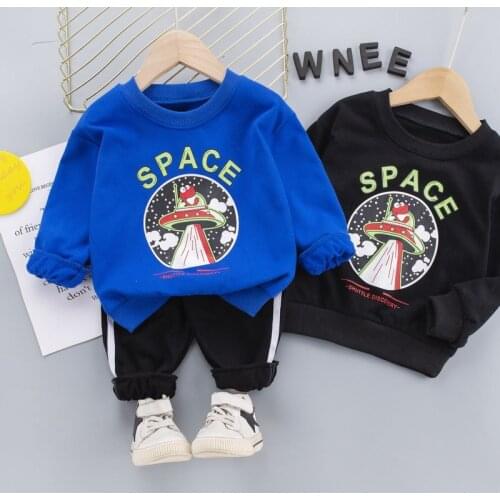 Spring Autumn Children Fashion Clothes Baby Boys Cartoon T-shirt Patchwork Pants 2Pcs/Set Kids Infant Clothing Toddler Tracksuit