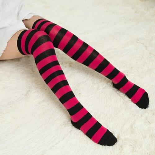 Hot New Sexy Women Girl Striped Cotton Thigh High Stocking Over the Knee Socks Fashion Stockings For Dating 17 colors