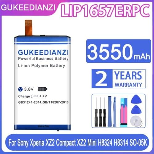 GUKEEDIANZI Replacement Battery LIP1657ERPC 3550mAh For Sony Xperia XZ2 Compact XZ2 Mini H8324 H8314 SO-05K