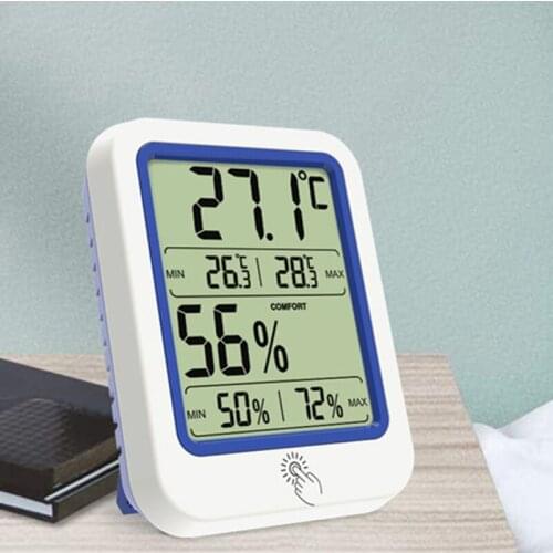 Temperature Humidity Meter Dry Wet Thermometer Backlight Thermometer Hygrometer Sensor with Large LCD Display for Household T5UC
