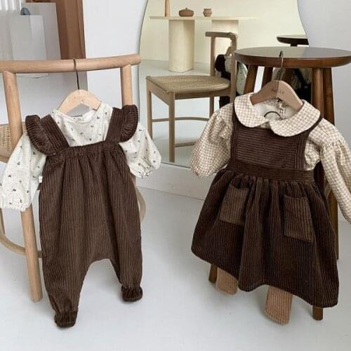 Korean Style Fashion Baby Boys Girls Clothes Infant Girls Sleeveless Dress Toddler Boys Corduroy Jumpsuit Child Kids One Piece