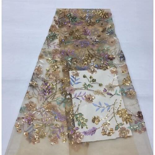 Beautiful 3+5mm multicolor beautiful small leaves new flower embroidery French tulle lace African lace fabric fashion dress