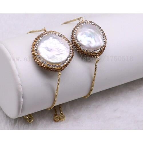 Natural pearl beads druzy bracelet bangle high quality golden stone crafted bracelets 3085