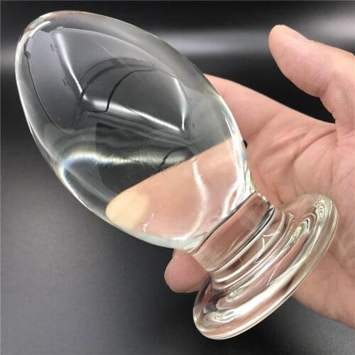 Huge Glass Anal Plug Oval Big Anal Ball Prostate Massage Dilatador Anal Expander Glass Butt Plug Large Crystal Ball for Couples