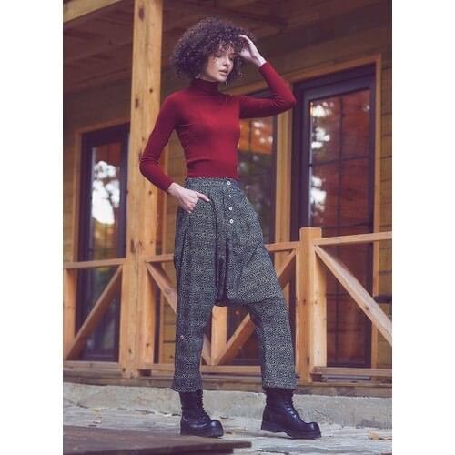 Clandestino Ethnic Pattern Button Detail Authentic Baggy Pants Black