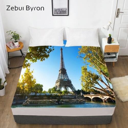 3D Fitted Sheet,Bed Sheet With Elastic Twin/Full/Queen/King/Custom,Mattress Cover 150/180/160x200,textile Paris Eiffel tower