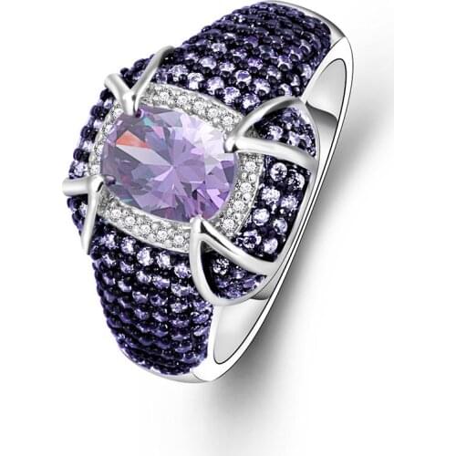 Luxury Vintage Jewelry Wedding Rings For Women Yellow Purple Color Mosaic Green Crystal Cz crystal 2018 New Fashion Accessories