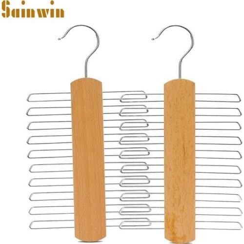 Sainwin 30cm 1pcs Natural wood ties hangers Pegs multi-function tie racks silk scarves towels hanger