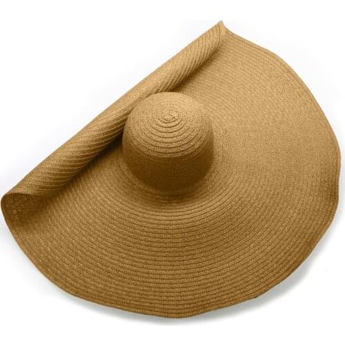Ladies Floppy Oversize Plus Large brim 25cm Straw Hat Ins Trend Womens Casual Summer Sunscreen Protection Sun Hat Panama Caps