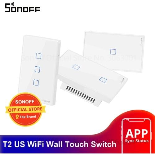 Sonoff T1 US Smart Wifi Wall Light Switch 1 2 3 Gang Touch/WiFi/315 RF/APP Remote Smart Home Wall Touch Switch Works with Alexa