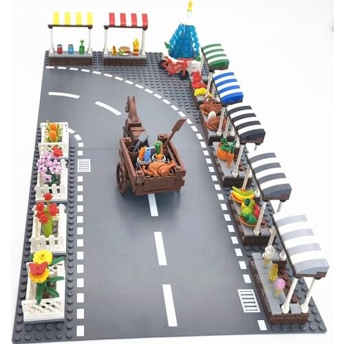 Compatible City Street Building Blocks Store DIY Toys for Children Girls MOC Classic Construction Bricks Horse Road Baseplates