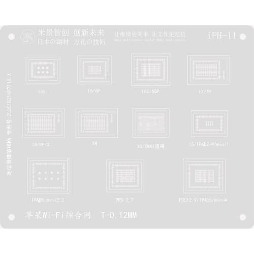 MIJING 0.12mm Japan Steel Tin Net for Iphone 6 7 8 X XS MAX Ipad Wifi NAND A8 A9 A10 A11 CPU BGA Reballing Stencils Square Holes