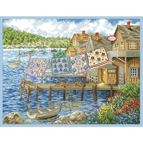 Drying Quilts Counted Cross Stitch Patterns Embroidery Kits With Threads Printed Canvas 11CT 14CT DIY Crafts Home Decor Painting