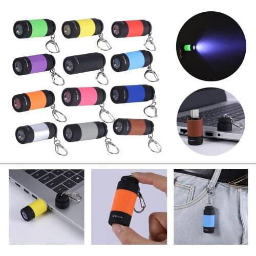 LED Mini Torch Portable Key Chains Flashlight USB Rechargeable Hiking Camping Flashlights Outdoors Waterproof Mini Light Tools