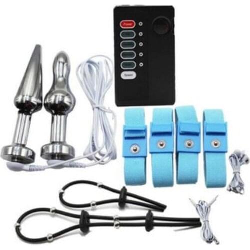 Products for Adults Electric Shock Plug Electrotherapy of Penis Intimate Goods Sex Electric Shock Set Sexual Delay Training Tool