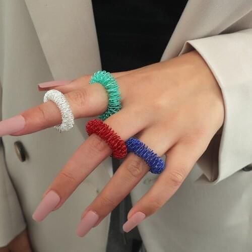 European and American Personality Creative Decompression Massage Finger Rings for Women Bohemian Anti-Stress Rings Party Jewelry