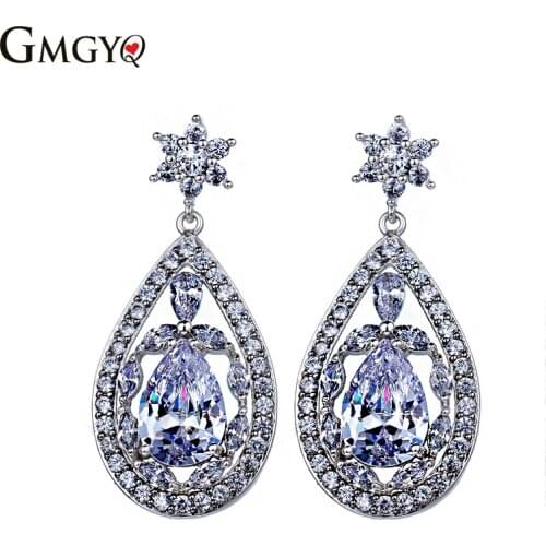 GMGYQ Rose Gold Band Water Drop Cubic Zirkoon Korean Earrings Fashion Jewelry Voor Vrouwen Beste Vriend Pendientes Mujer Moda