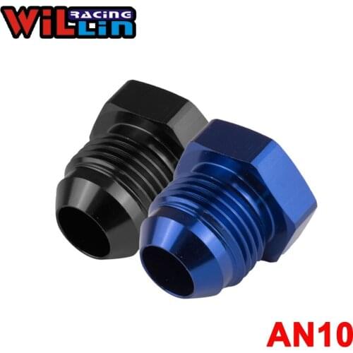 WILLIN - 2pcs/pack AN10 AN Flare Plug Aluminum Hex Head Male Flare Plug Fittings Adapter Black/Blue WL806-10