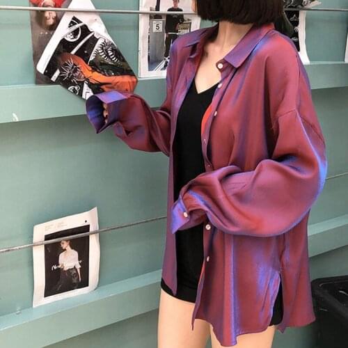 Blouse Women Shirt 2021 Spring Color-Changing Cardigan Womens Loose Top Blusas Mujer De Moda