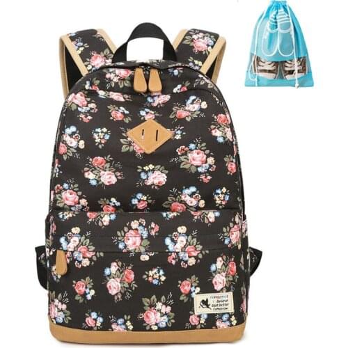 Fashion Flower Printing School Backpack Kids Children 2017 School Bags For Girls Casual Laptop Backpack Woman Mochila