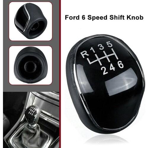 1pcs Black 6 Speed Car Shift Gear Knob Fit For Ford Focus S-Max Mk4 S-Max C-Max Mk2 Trans Shift Head Plastic Microfiber Leather