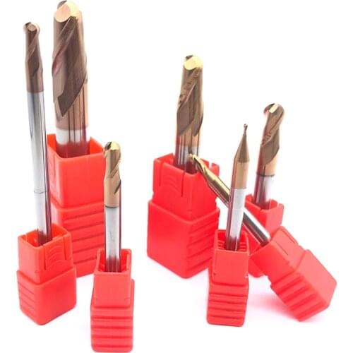 1pc Carbide Ball Nose Endmills HRC55 2 Flute End Mill 1mm 1.5mm 2mm 2.5mm 4mm 5mm 6mm 8mm mill ball CNC Mill Cutter Tool