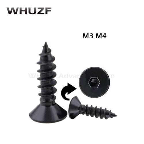 100pcs 8.8 grade alloy steel hex socket head self tapping screw M3 M4 M5 M6 screw flat head screw